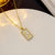 Korean Quadrilateral Geometric Titanium Steel 18K Gold Plated Necklaces