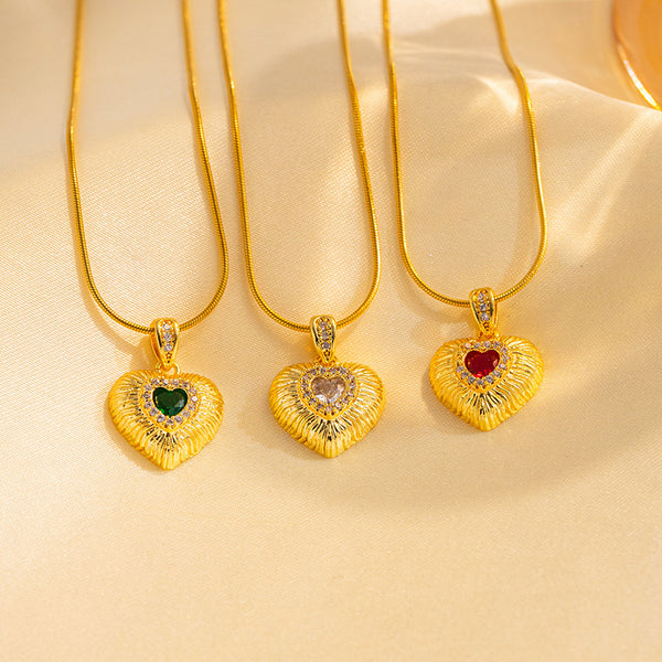 IG Style Heart Titanium Steel 18K Gold Plated Necklaces