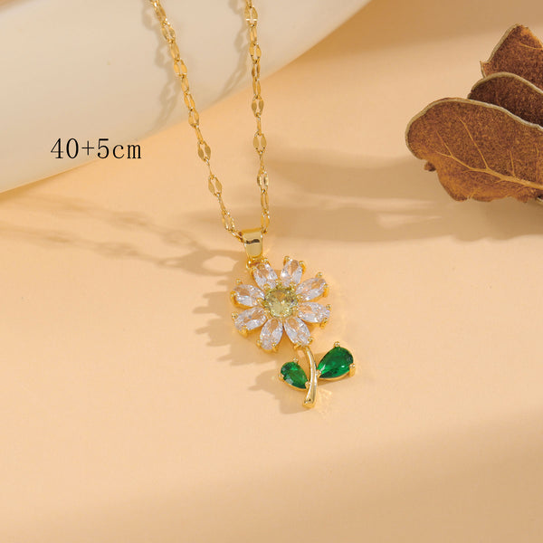 Minimalist Flower Stainless Steel Electroplating Necklaces