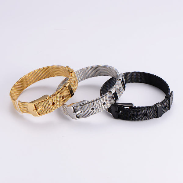 Unisex Minimalist Mesh Geometric Titanium Steel Electroplating Bracelets