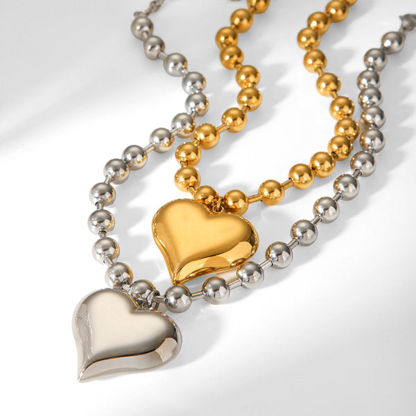 IG Style Chain Heart Heart Titanium Steel Electroplating Necklaces