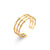 Women Fashion Stripe Geometric Stainless Steel 18K Gold Plated Rings