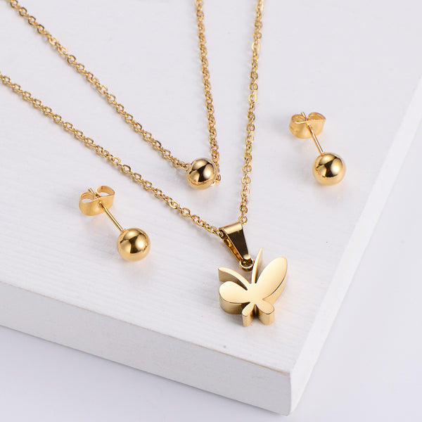 Women Korean Moon Shell Cattle Rainbow Eye Chain Insect Stainless Steel Polishing Pendants