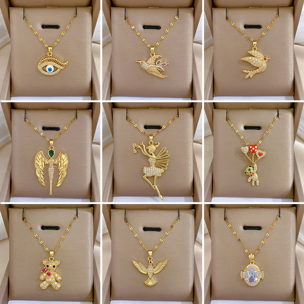 Unisex Ethnic Geometric Chinese Zodiac Animal Copper Necklaces