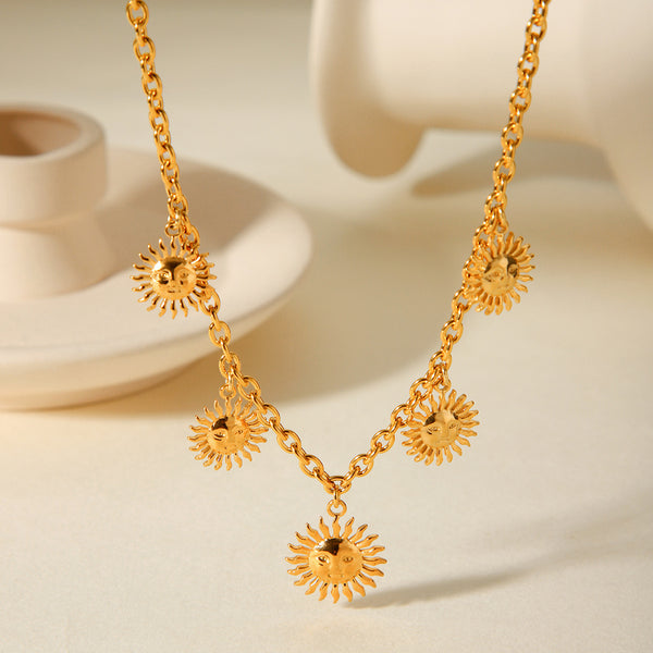 IG Style Sun Chain Geometric Titanium Steel Electroplating Necklaces