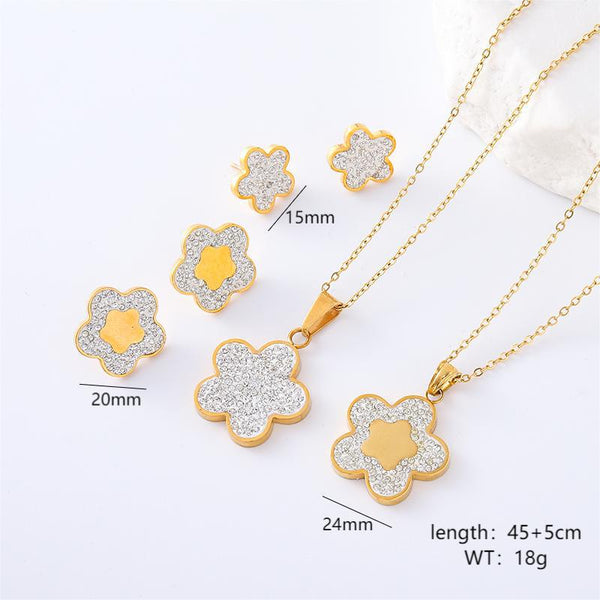 Minimalist Flower Stainless Steel Jewelry Sets