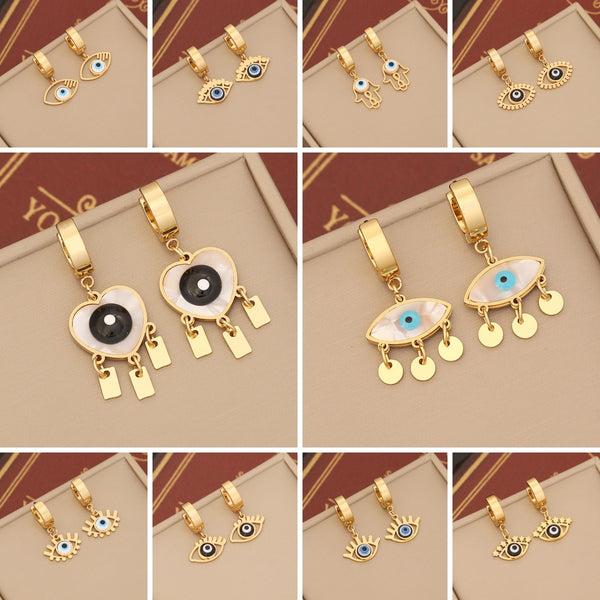 Expressive Eye Stainless Steel Oil Dripping Earrings