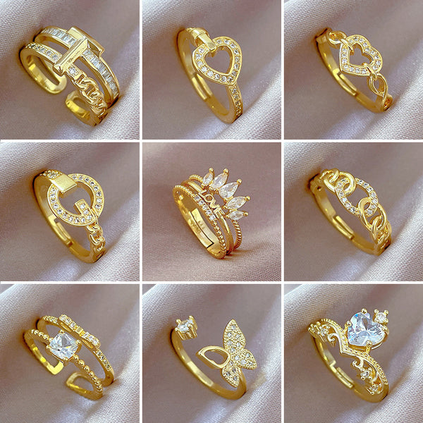 Women Cartoon Crown Brass Rings