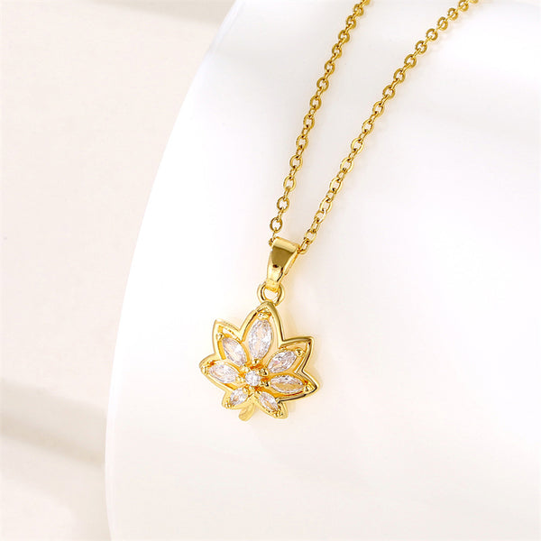 IG Style Leaf Flower Stainless Steel Electroplating Necklaces