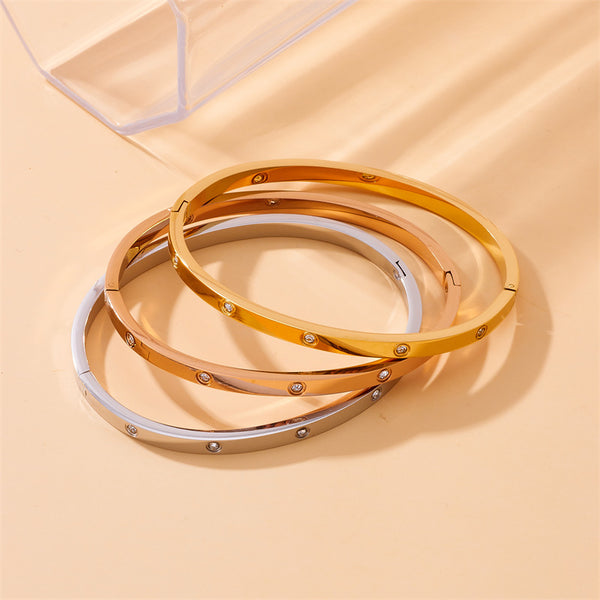 Fashion Round Stainless Steel Electroplating Bangles