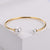 Japanese / Korean Women Metal Pearl Droplet Stainless Steel Bangles