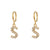 Minimalist Letter Number Text Stainless Steel 18K Gold Plated Earrings