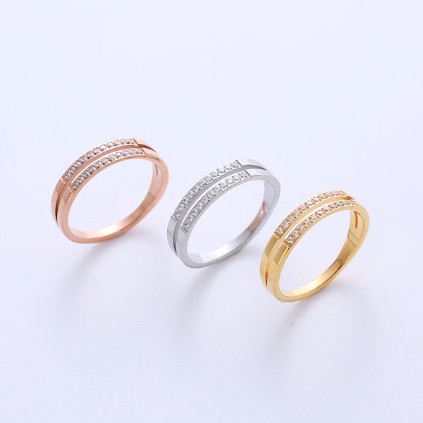 Women Korean Star Metal Coin Pearl Eye Heart Titanium Steel Electroplating Rings