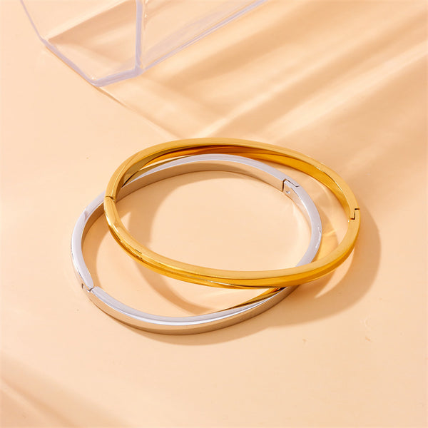 Fashion Round Stainless Steel Electroplating Bangles