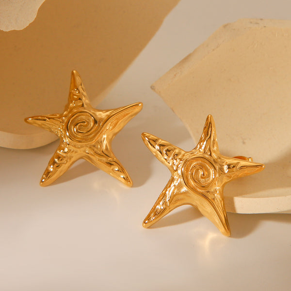 IG Style Starfish Star Geometric Stainless Steel Electroplating Earrings