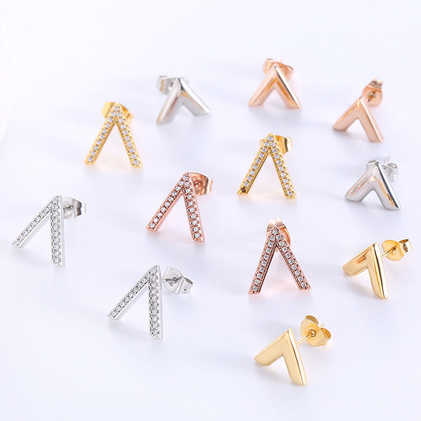 Minimalist U-Shape Stainless Steel Electroplating Stud Earrings