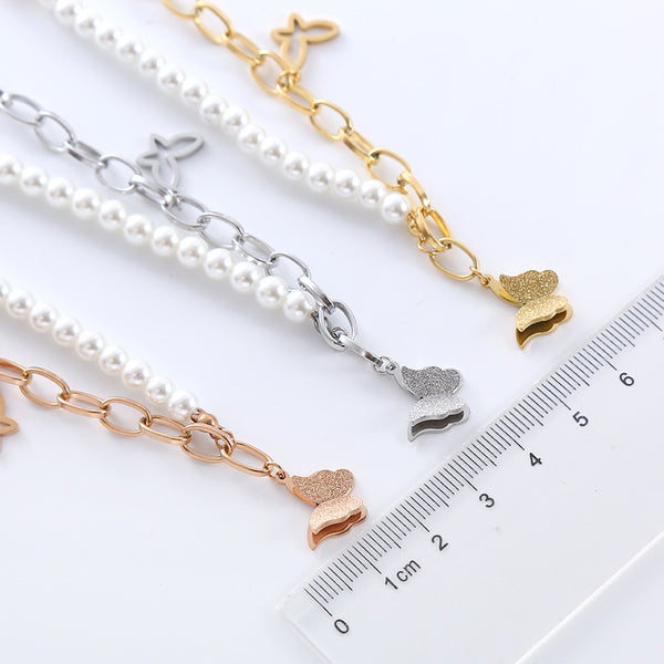 Versatile Asymmetrical Circle Bowknot Chain Geometric Stainless Steel Electroplating Necklaces