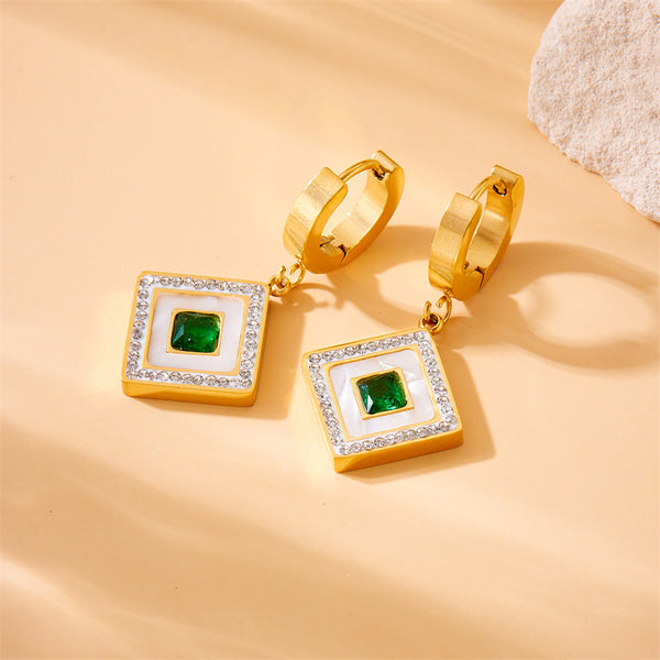 Fashion Square Geometric Stainless Steel Electroplating Earrings