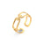 Women Fashion Stripe Geometric Stainless Steel 18K Gold Plated Rings