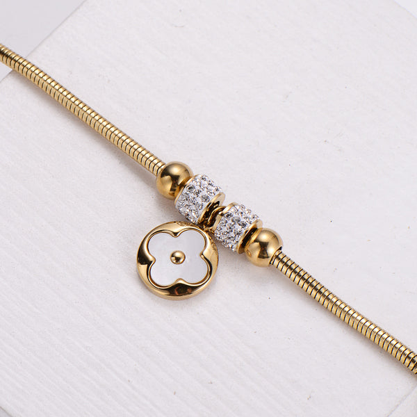 Women Minimalist Little Daisy Flower Stainless Steel Bracelets