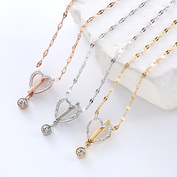 Minimalist Heart Heart Stainless Steel Electroplating Necklaces