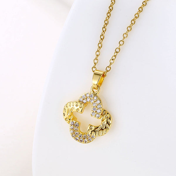 Women Minimalist Geometric Metal Four-leaf Clover Stainless Steel Electroplating Necklaces