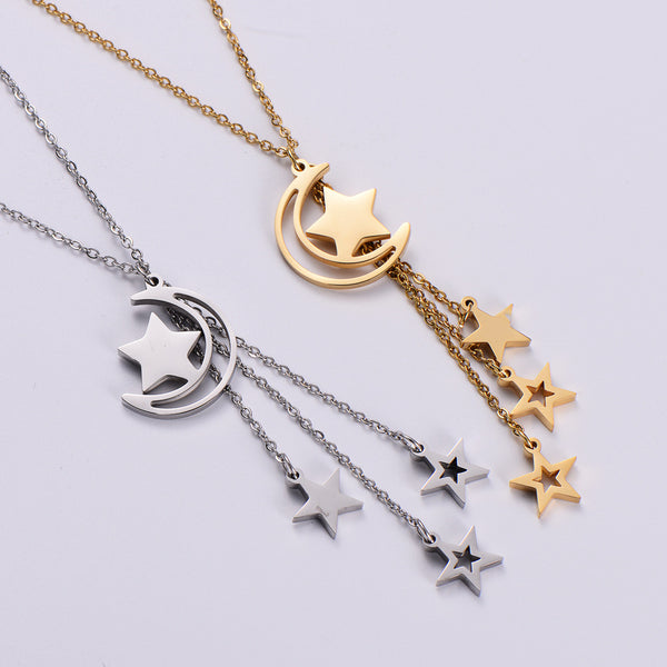 Natural Women Metal Moon Doll Stainless Steel Pendants