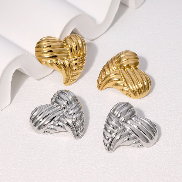 Heart Heart Stainless Steel Electroplating Stud Earrings