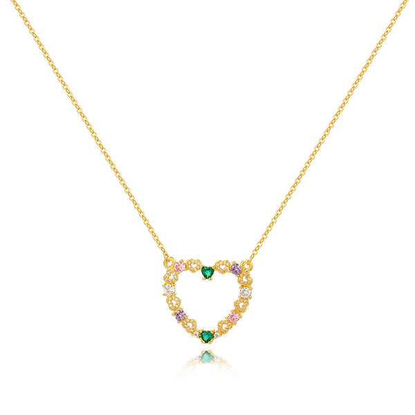 Heart Heart 18K Gold Plating Diamond Inlay Necklaces