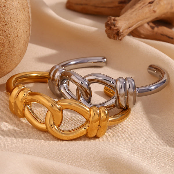 Fashion Circle Stainless Steel 18K Gold Plated Bangles