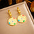 Fan-Shape Stainless Steel Electroplating Earrings