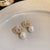 Moderate Luxury Quadrilateral Round Geometric Artificial Pearl Electroplating Earrings