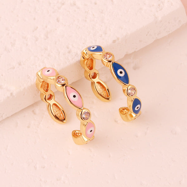 Luxurious Women Eye Geometric Copper Electroplating Rings