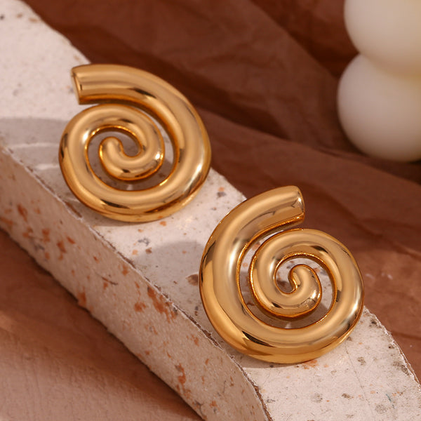 Fashion Circle Geometric Stainless Steel 18K Gold Plated Stud Earrings