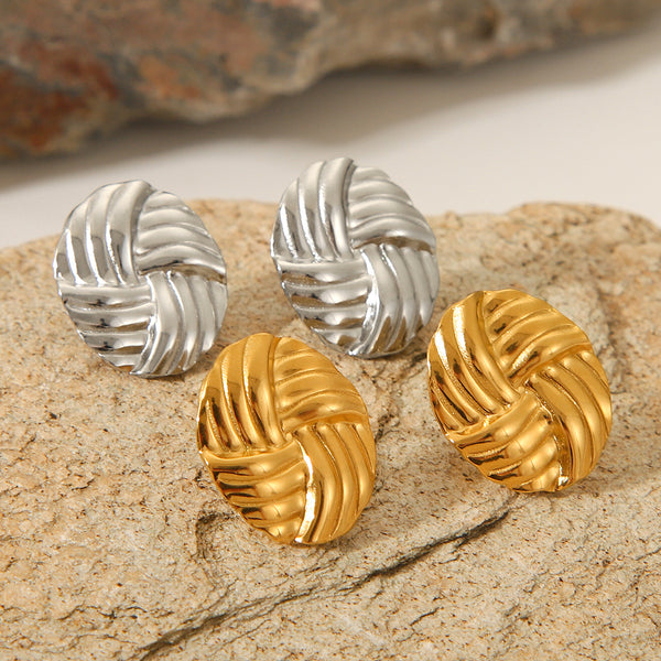 IG Style Round Geometric Stainless Steel Electroplating Earrings