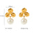 IG Style Pattern Pearl Geometric Flower Stainless Steel Electroplating Earrings