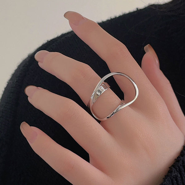 925 Sterling Silver Fashion Women Circle Silver Silver Plating Rings