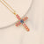 Women Retro Vintage Cross Copper Oil Dripping Pendants