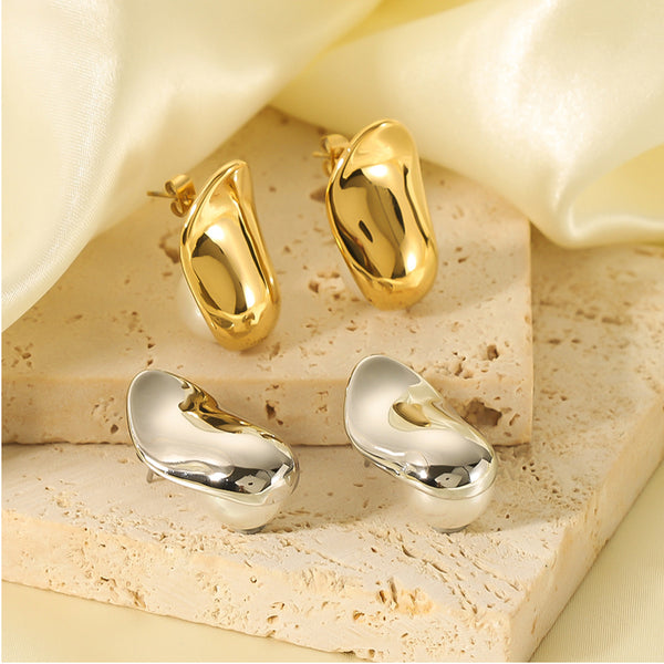 IG Style Pearl Geometric Stainless Steel Electroplating Earrings