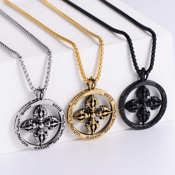 Retro Men Vintage Cross Metal Retro Geometric Vintage Geometric Stainless Steel Electroplating Pendants