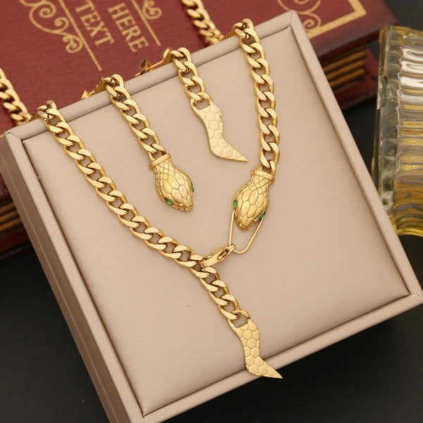 Expressive Snake Chinese Zodiac Animal Stainless Steel Electroplating Necklaces