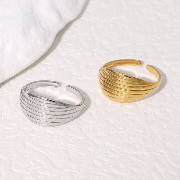 Minimalist Stripe Geometric Stainless Steel Electroplating Rings