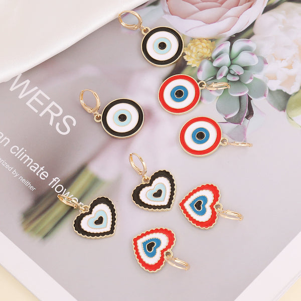 Women Fashion Heart Alloy Oil Dripping Earrings