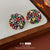 Medieval Quadrilateral Round Geometric Alloy Diamond Inlay Earrings