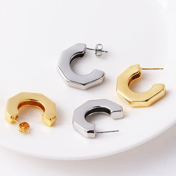 Minimalist Circle Geometric Copper Electroplating Stud Earrings