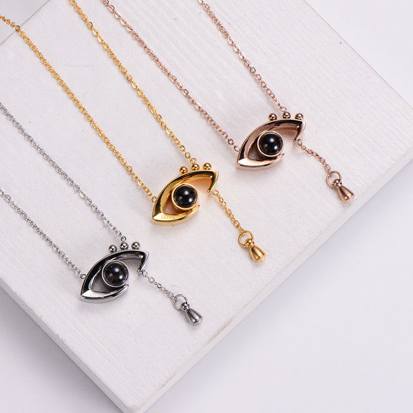 Women Korean Metal Eye Doll Stainless Steel Gold Plating Pendants