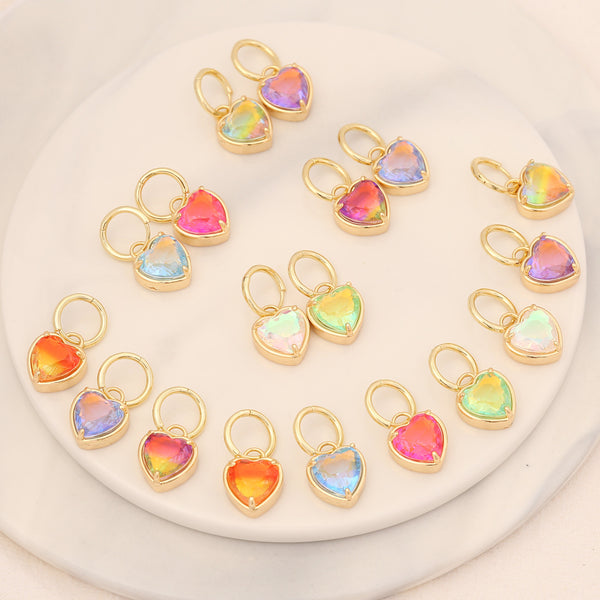 Women IG Style Heart Copper Stud Earrings