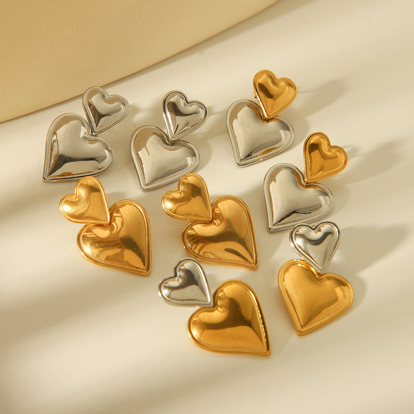 IG Style Heart Geometric Stainless Steel Electroplating Earrings