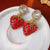 Luxurious Strawberry Fruit Alloy Diamond Inlay Earrings