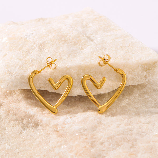 IG Style Heart Heart Stainless Steel Electroplating Earrings